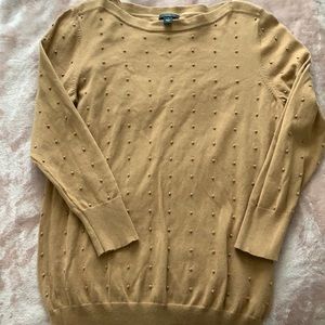3/4 Sleeves, camel dotted, boatneck sweater
